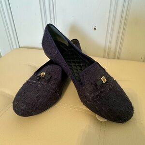 Tory Burch navy tweed loafers